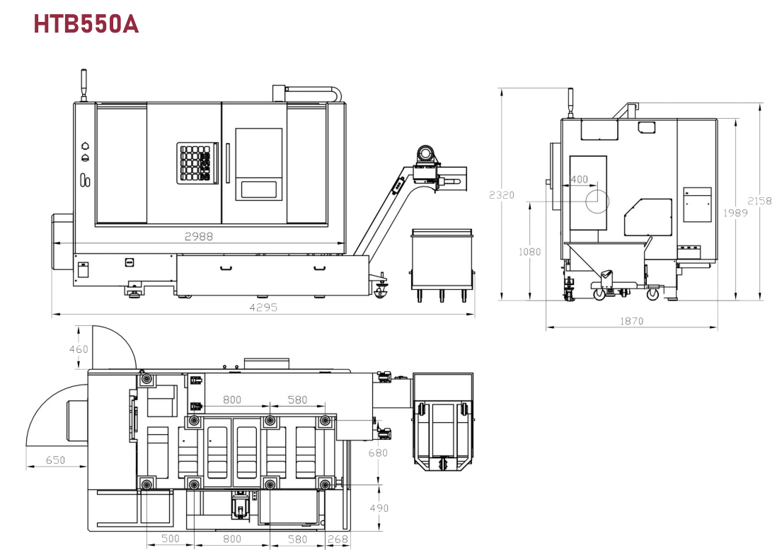HTB550A Slant Bed CNC Lathe Machine Diseño 1020